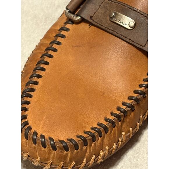 H.S. Trask Size 10.5 Cobbler Handstitched Brown Bison Leather Men’s Mocs Loafers main image 6